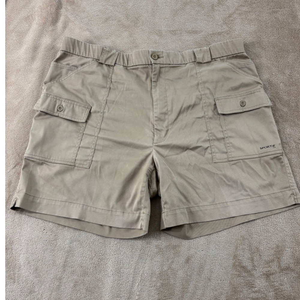 Sportif USA‎ Cargo shorts Mens Size 46 Beige Stretch 7" EUC